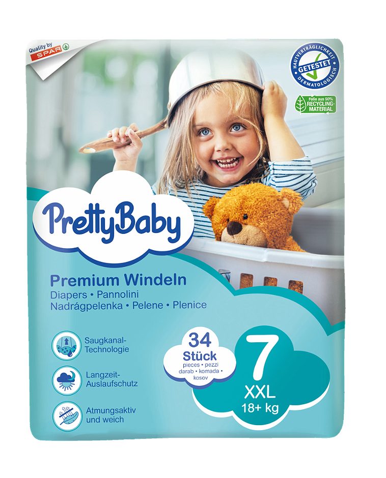 Pretty Baby Premium Windeln XXL Gr. 7 (18+ kg) 34 Stück