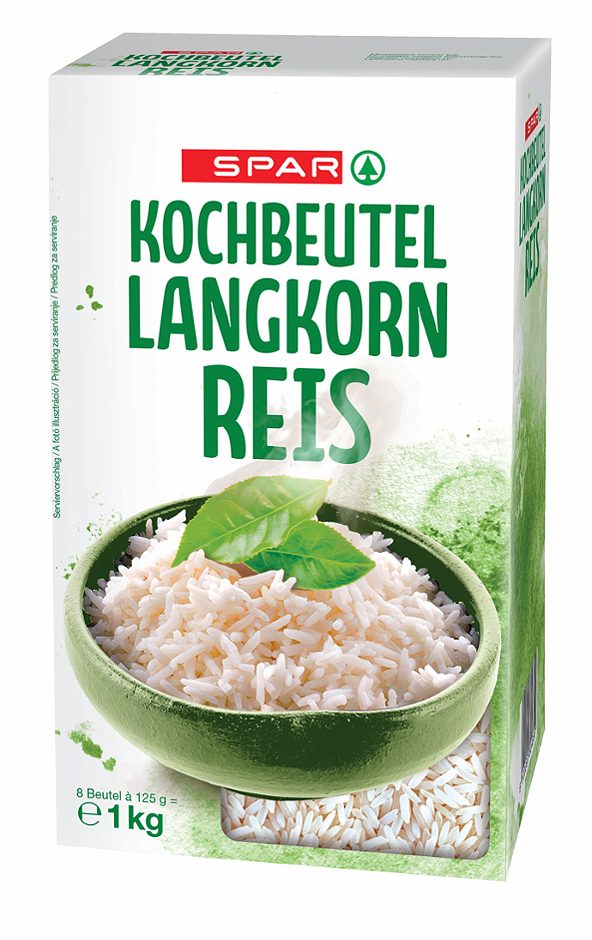 SPAR Kochbeutel Langkorn Reis 8 Beutel à 125g 1 KG