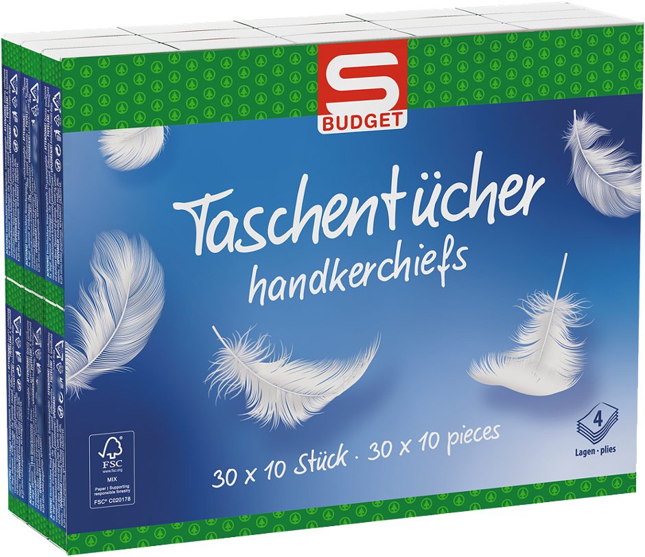 S-BUDGET Taschentücher 30 x 10  Stück