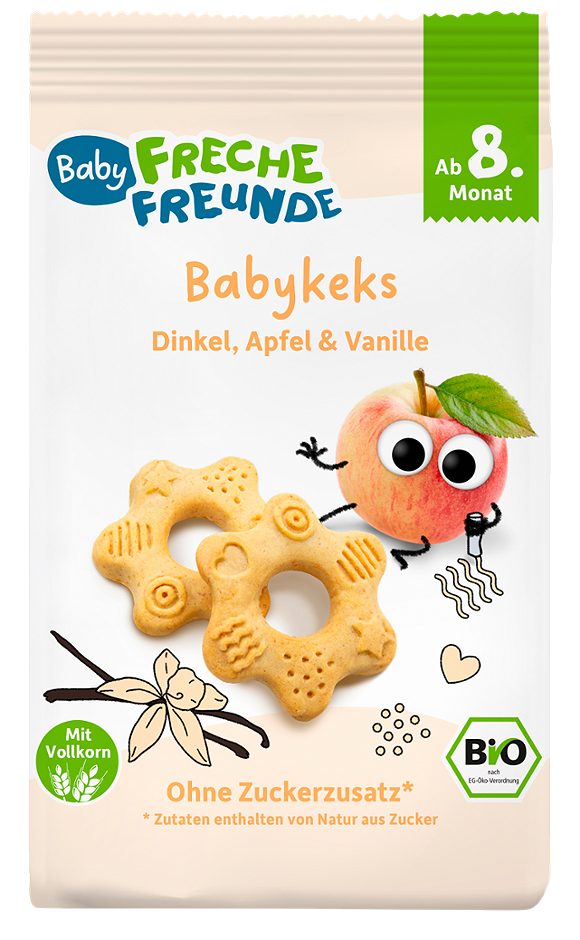Freche Freunde Baby Bio Babykeks Dinkel Apfel Vanille 100 G