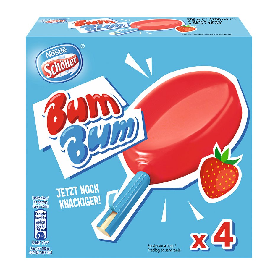 Schöller Bum Bum Erdbeere 4 Stück 288 ML