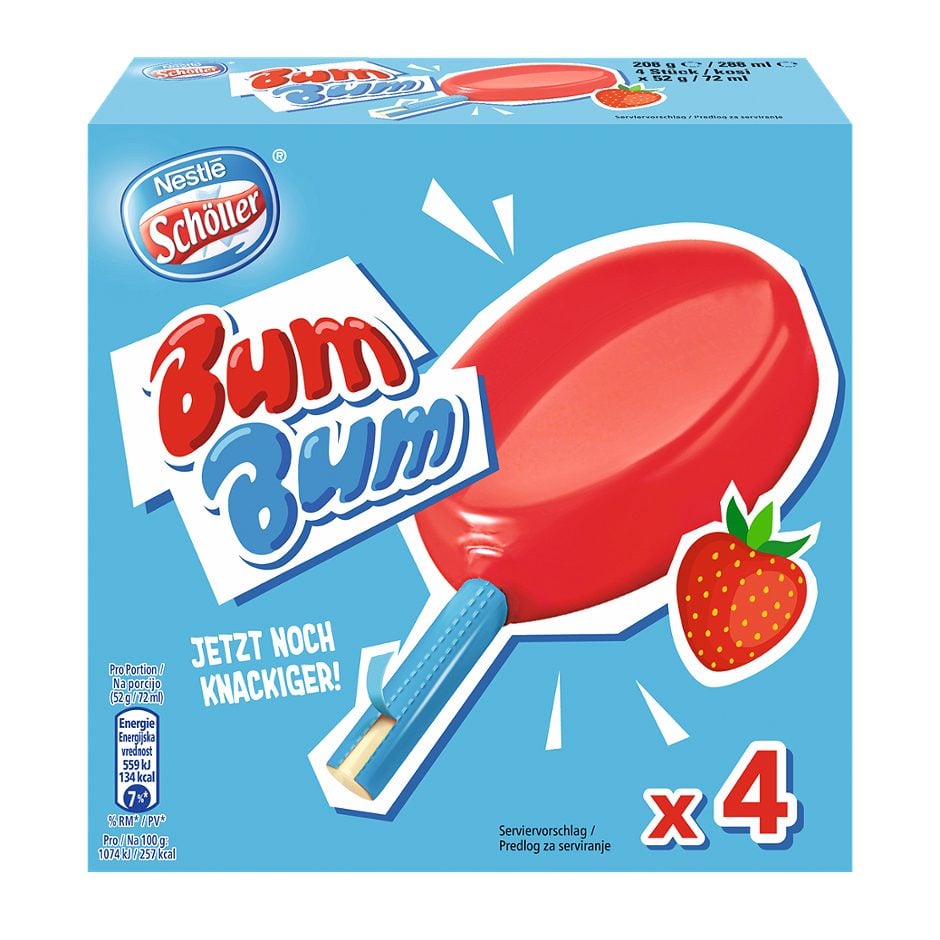 Schöller Bum Bum Erdbeere 4 Stück 288 ML