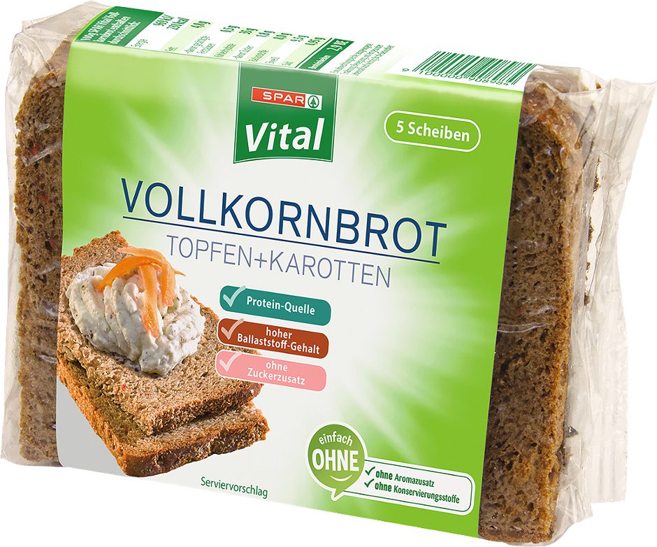 SPAR Vital Topfen+Karotten-Vollkornbrot 5 Scheiben 250 G