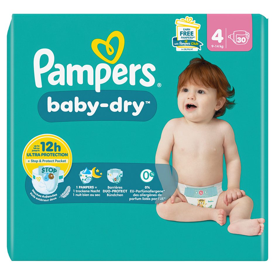 Pampers baby-dry Windeln Gr.4 / 9-14kg 30 Stück