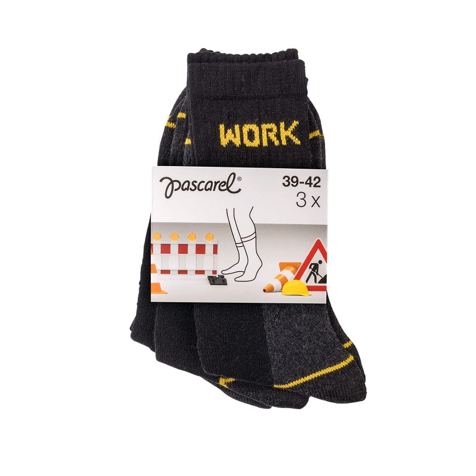 pascarel Herren Worker Socken schwarz, 39/42 3er