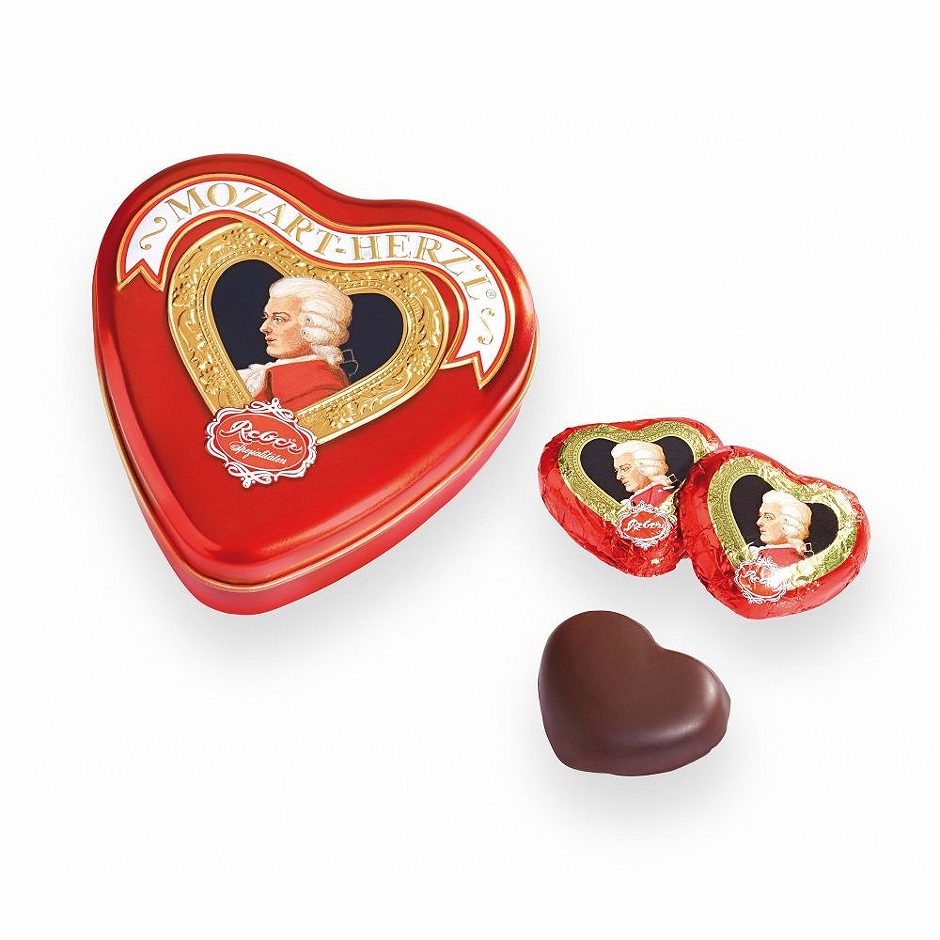 Reber Mozart Herz'l Dose 6 Stück 60 G