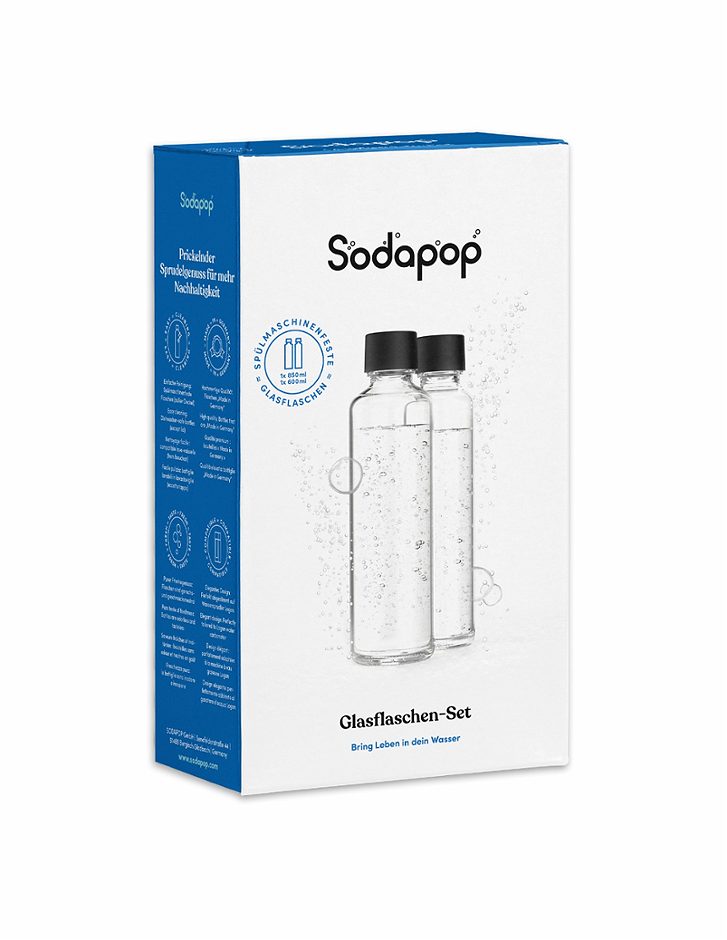 Sodapop Ersatzflaschen Glas Logan 1x 850 ml & 1x 600 ml