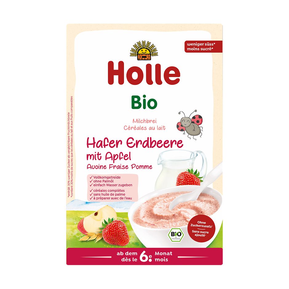 Holle Bio Milchbrei Hafer Erdbeere mit Apfel 250 G