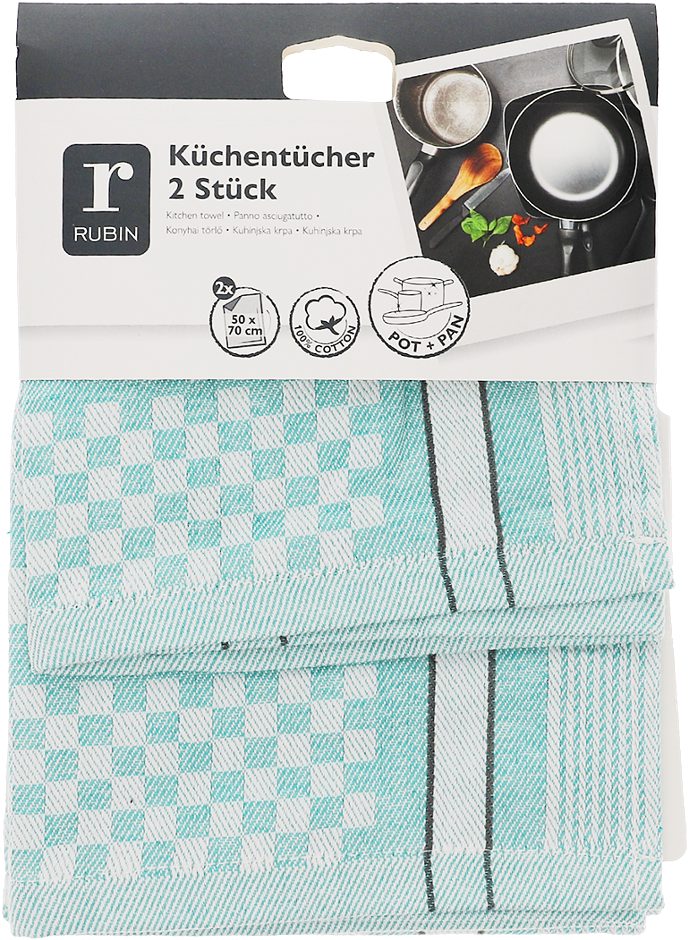 RUBIN Küchentuch 2er Set blau karo 50x70cm