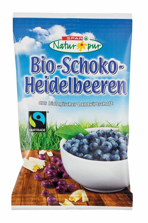 SPAR Natur*pur Bio-Schoko-Heidelbeeren 50 G