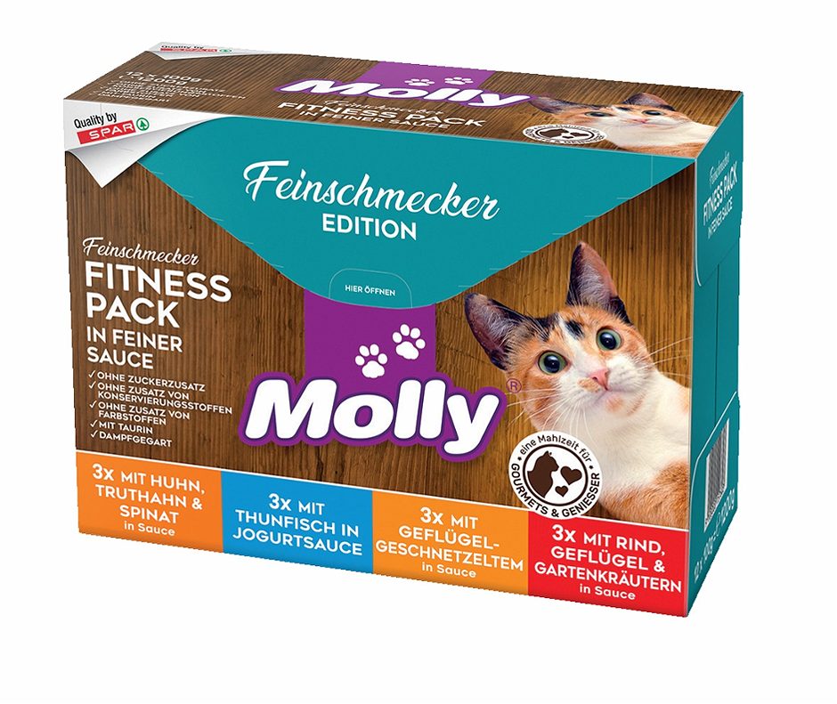 Molly Katzennahrung Fitness Pack in feiner Sauce 12 x 100g 1,2 KG