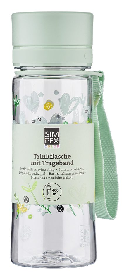 SIMPEX COLOR Trinkflasche mit Trageband 400ml Grün
