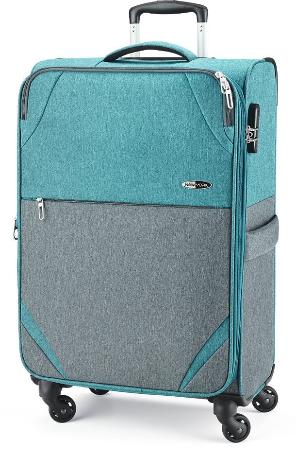 NEW YORK Professional Koffer Softschale Blau - Grau 58cm