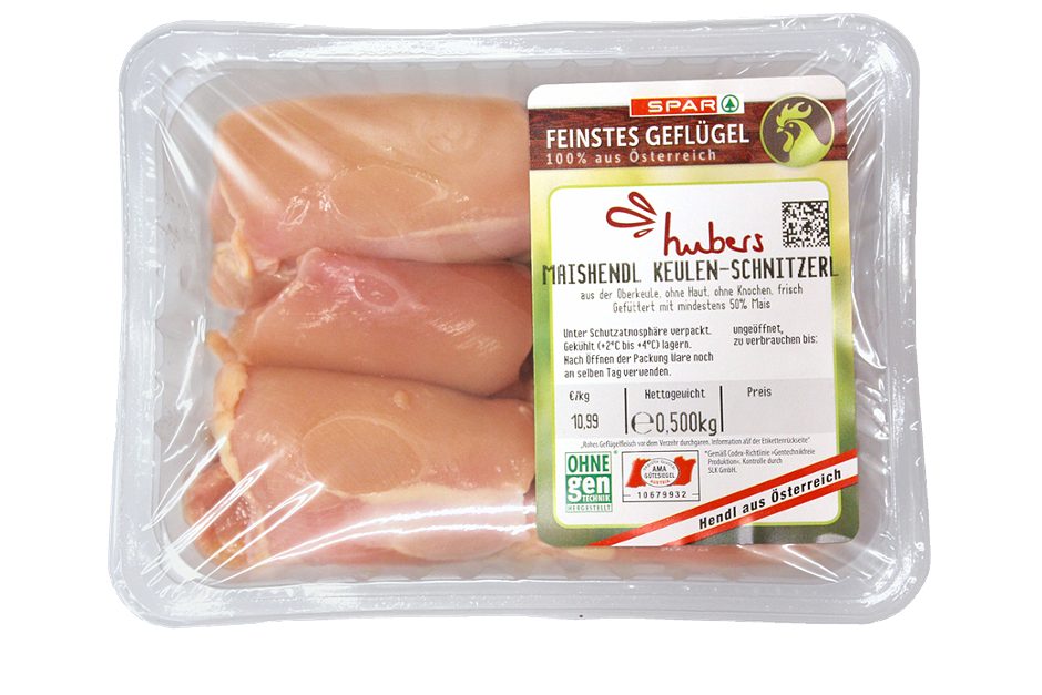 SPAR Feinstes Geflügel Maishendl Keulen-Schnitzerl 0,5 STK