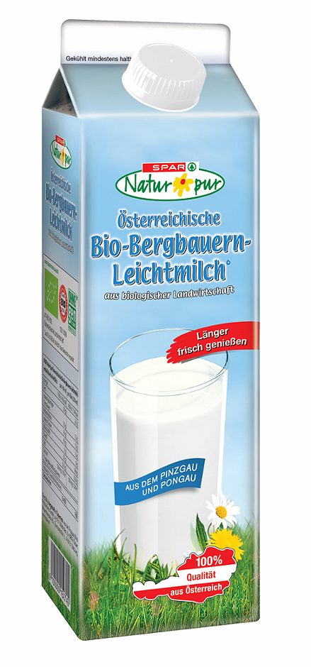 SPAR Natur*pur Bio-Bergbauern-Leichtmilch 1 L EINWEG ohne Pfand