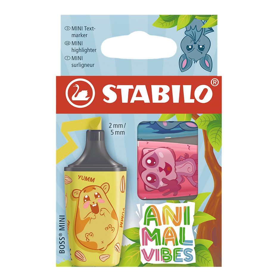 STABILO Textmarker Boss, Mini ANIMAL VIBES