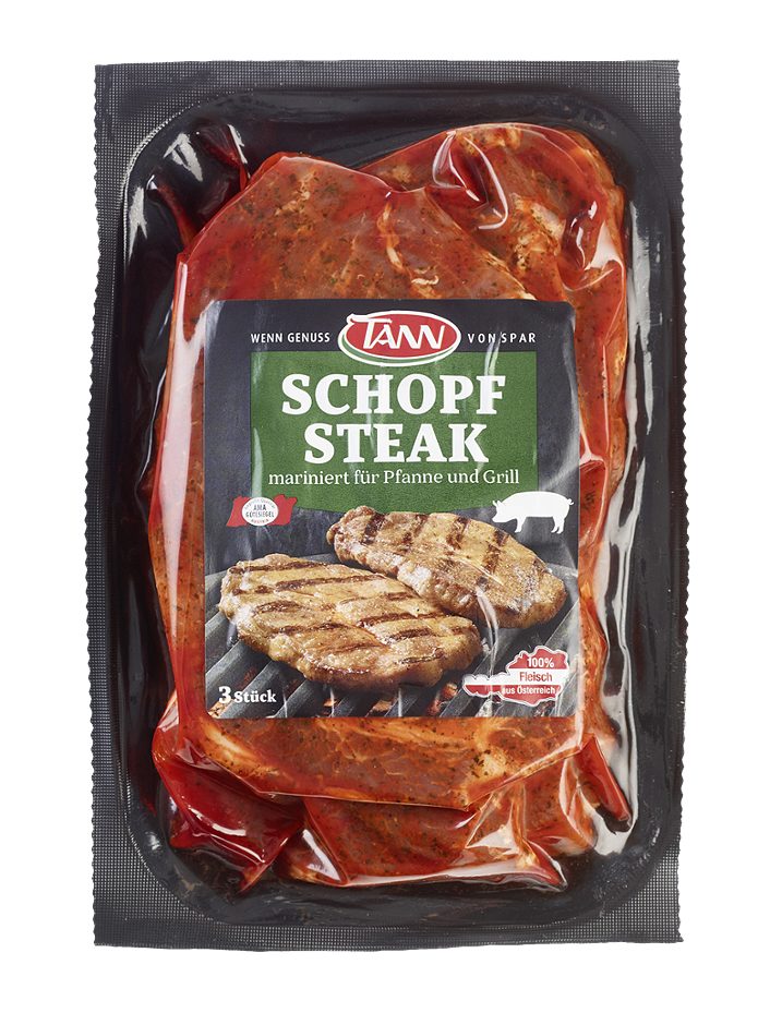 TANN Schopfsteak vom Schwein mariniert ca. 400g per kg 1 KG