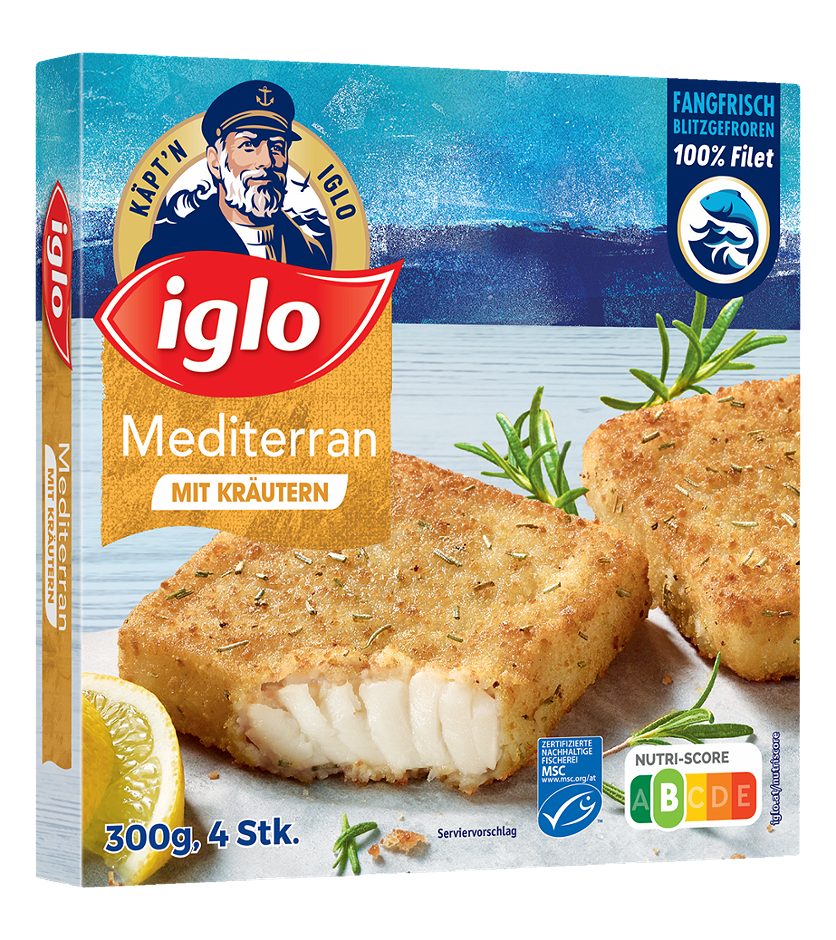 Iglo Käpt'n Iglo MSC Polar-Dorsch Mediterrane Art 4 Stück 300 G