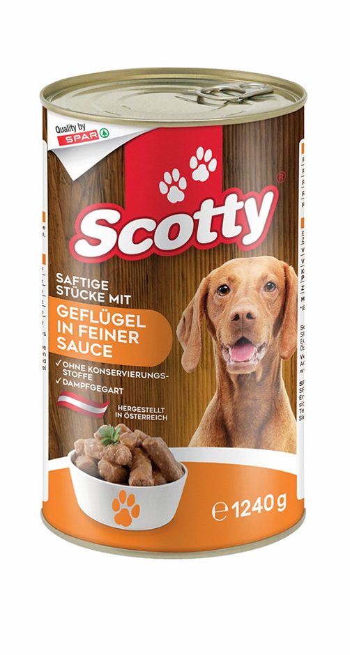 Scotty Hundenahrung Mit Geflügel in feiner Sauce 1,24 KG