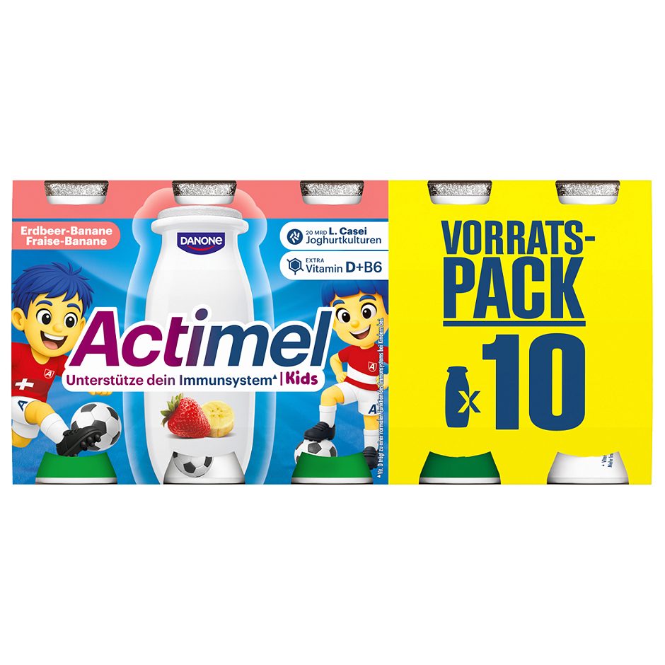 Danone Actimel Kids Erdbeer-Banane 10x100g 1 KG EINWEG ohne Pfand