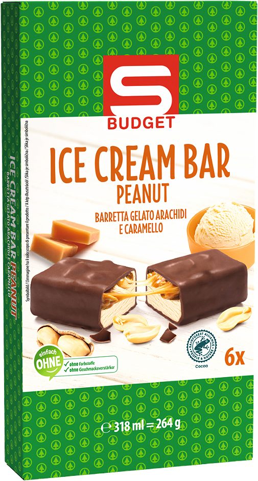 S-BUDGET Ice cream bar peanut 6 Stück 318 ML