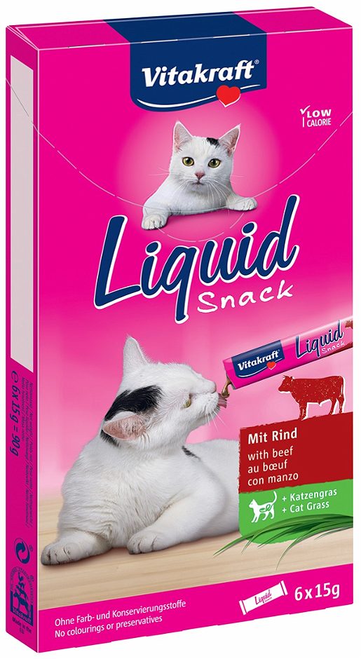 Vitakraft Cat Liquid-Snack Katzensnack Rind 6 Stück 90 G