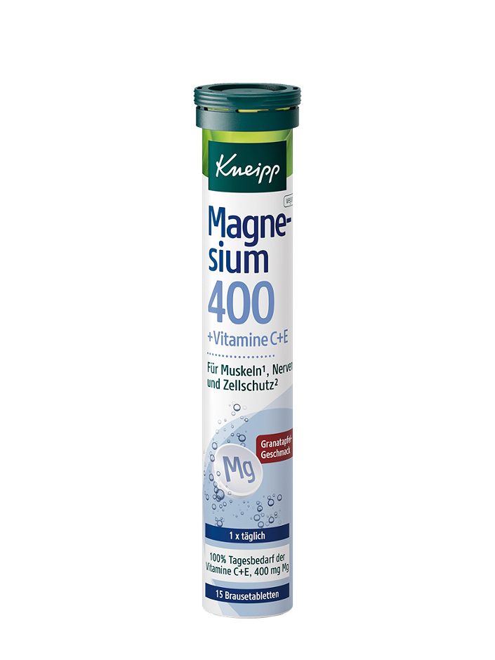 Kneipp Magnesium 400 + Vitamine C+E Granatapfel Geschmack 15 Brausetabletten 100 G