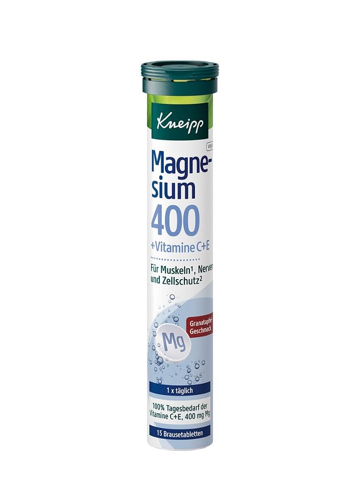 Kneipp Magnesium 400 + Vitamine C+E Granatapfel Geschmack 15 Brausetabletten 100 G