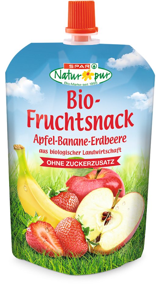 SPAR Natur*pur Bio-Fruchtsnack Apfel-Banane-Erdbeere 100 G