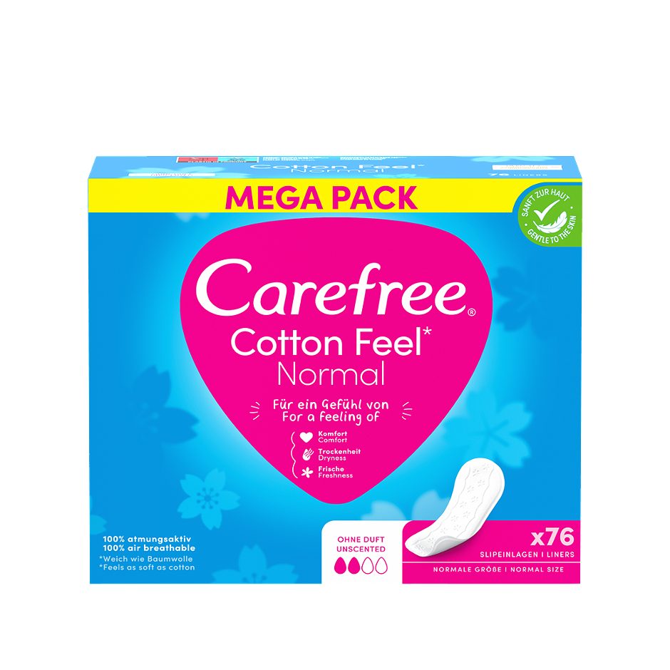 Carefree Cotton Feel Normal Slipeinlagen normale Größe / ohne Duft 76 Stück