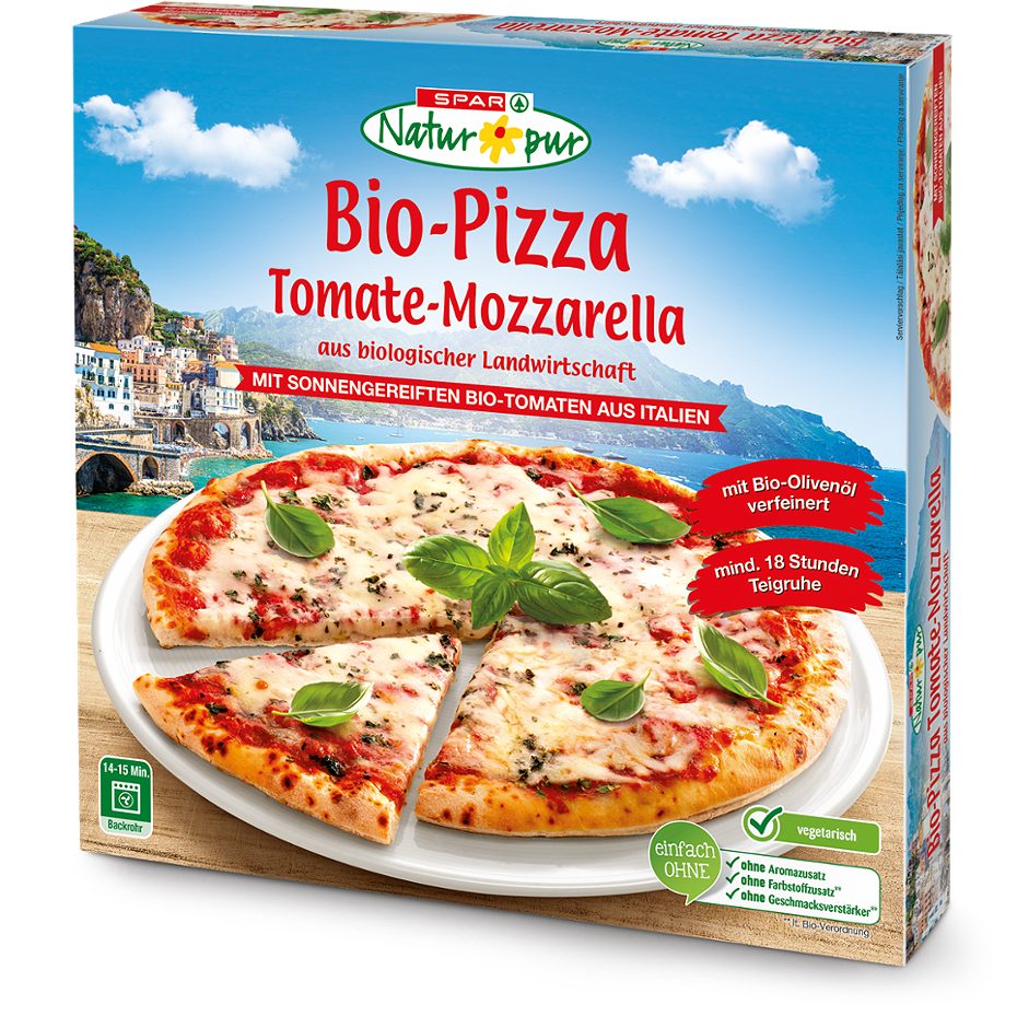SPAR Natur*pur Bio-Pizza Tomate-Mozzarella 325 G