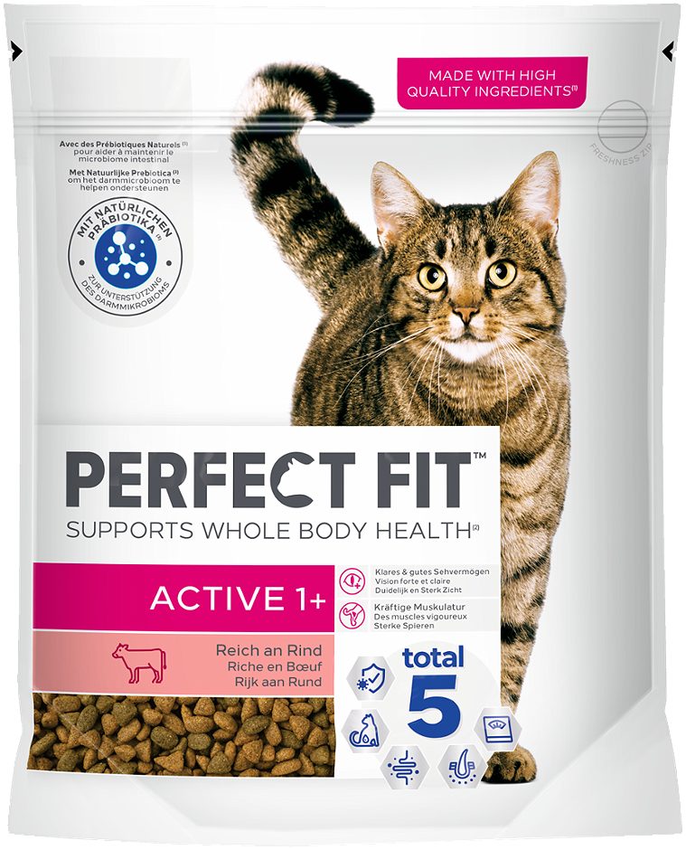 Perfect Fit Active Katzentrockennahrung Reich an Rind 1+ 750 G