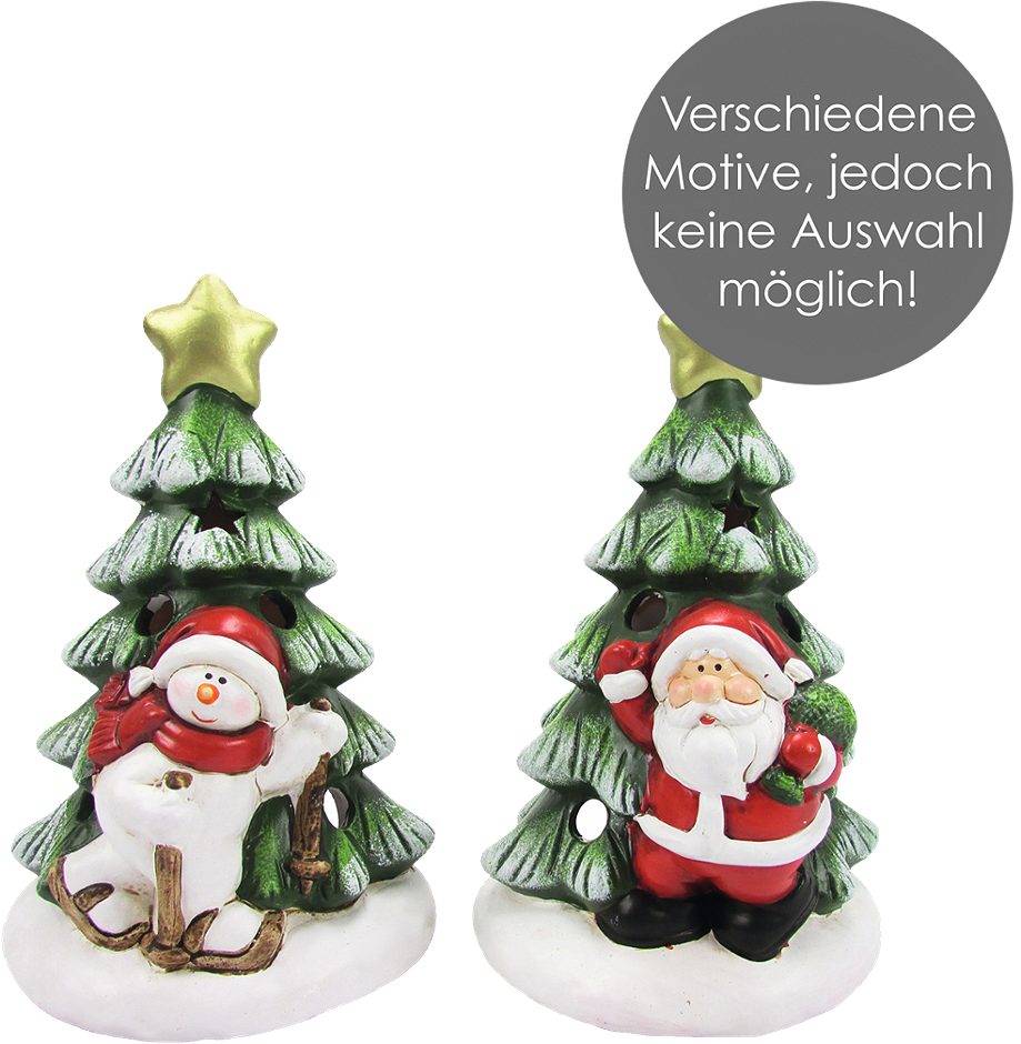 Sesco Windlicht Tanne mit Figur aus Keramik