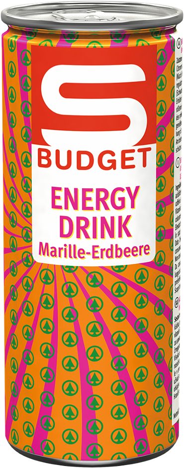 S-BUDGET Energy Drink Marille Erdbeere 250 ML EINWEG mit Pfand