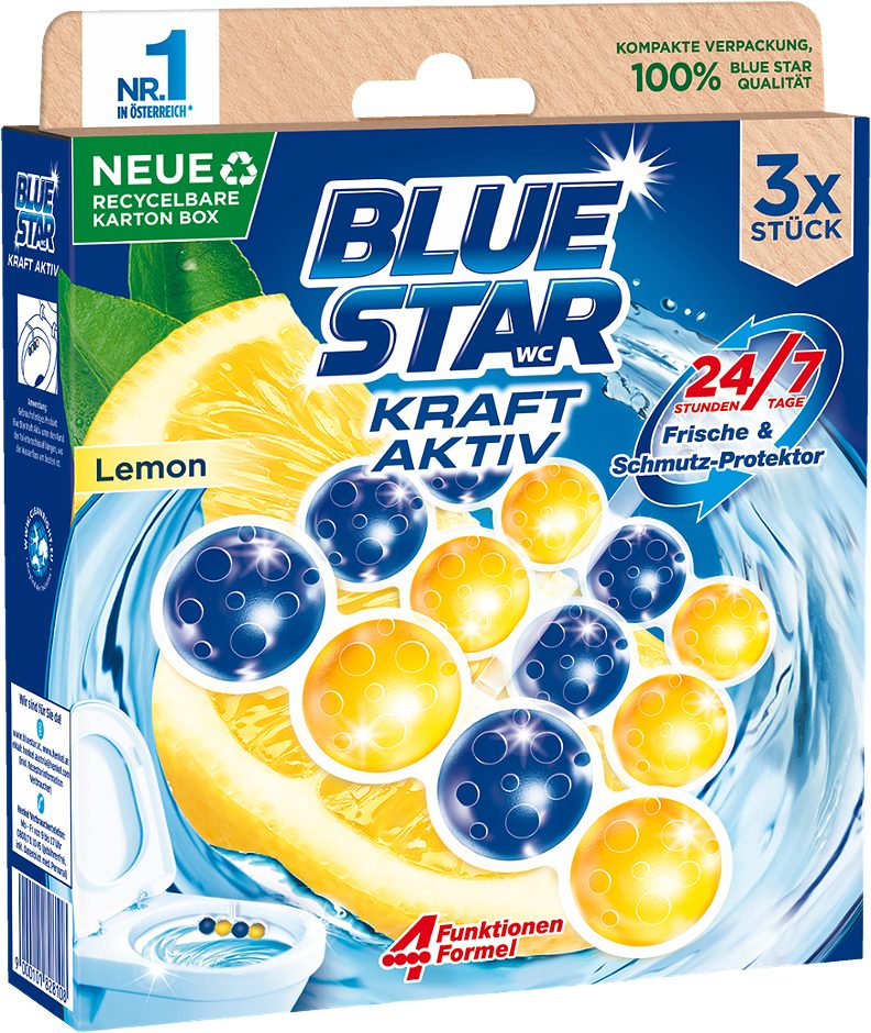 Blue Star Kraft Aktiv WC-Spüler Lemon 3 x 50g