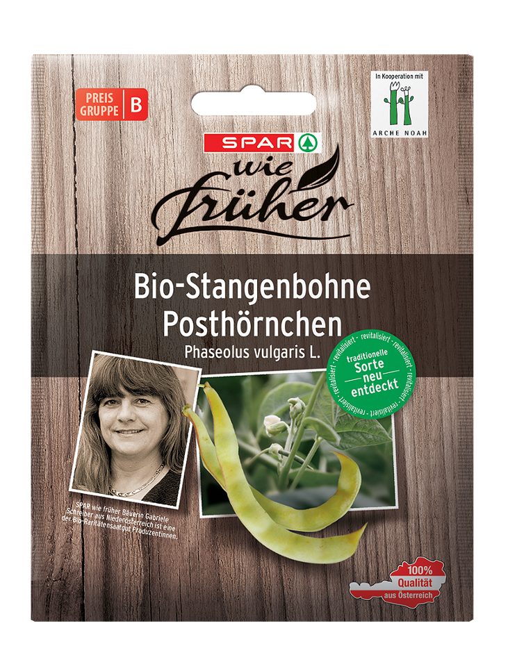 SPAR wie früher Saatgut Bio-Stangenbohne Posthörnchen