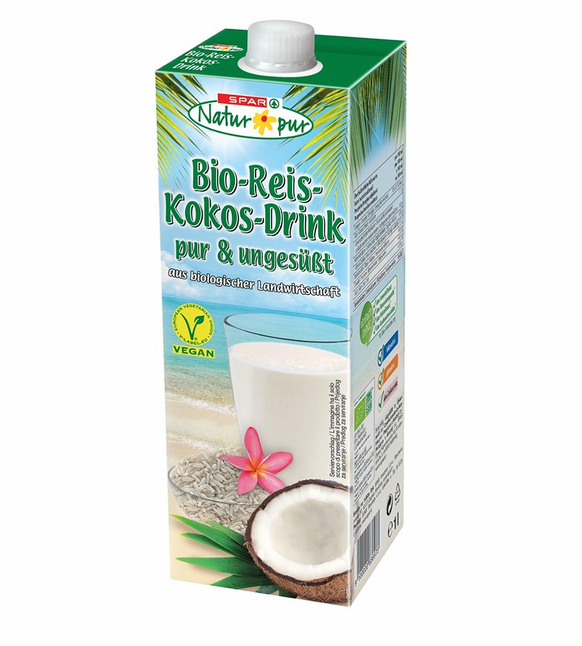 SPAR Natur*pur Drink Bio-Reis-Kokos-Drink pur & ungesüßt 1 L EINWEG ohne Pfand