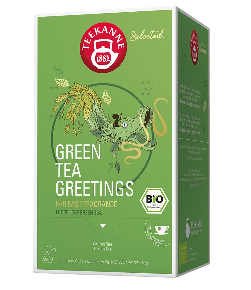 Teekanne Bio-Grüntee Green Tea Greetings 25 Teebeutel