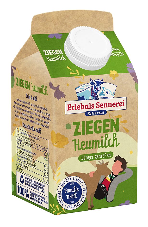 Sennerei Zillertal Edelziege Premium Heumilch 2,8% Fett 0,500 0,5 L EINWEG ohne Pfand