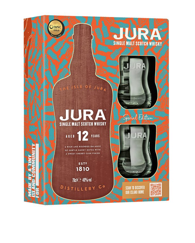 Jura Single Malt Whisky 12 YO + 2 Gläser 0,7 L