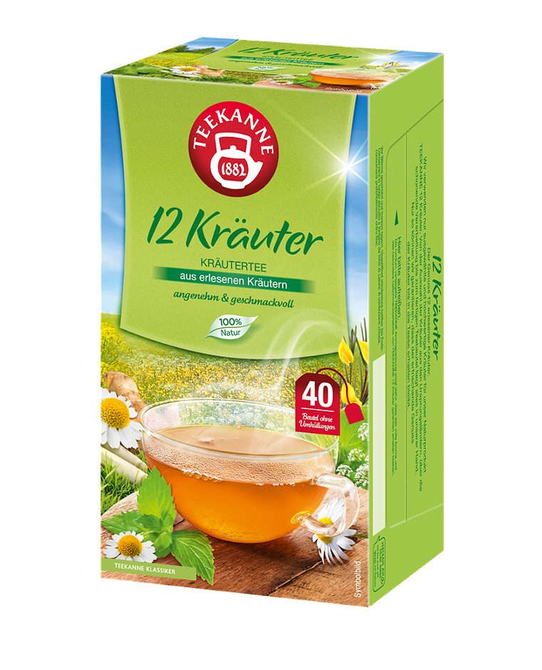 Teekanne Kräutertee 12 Kräuter 40 Teebeutel