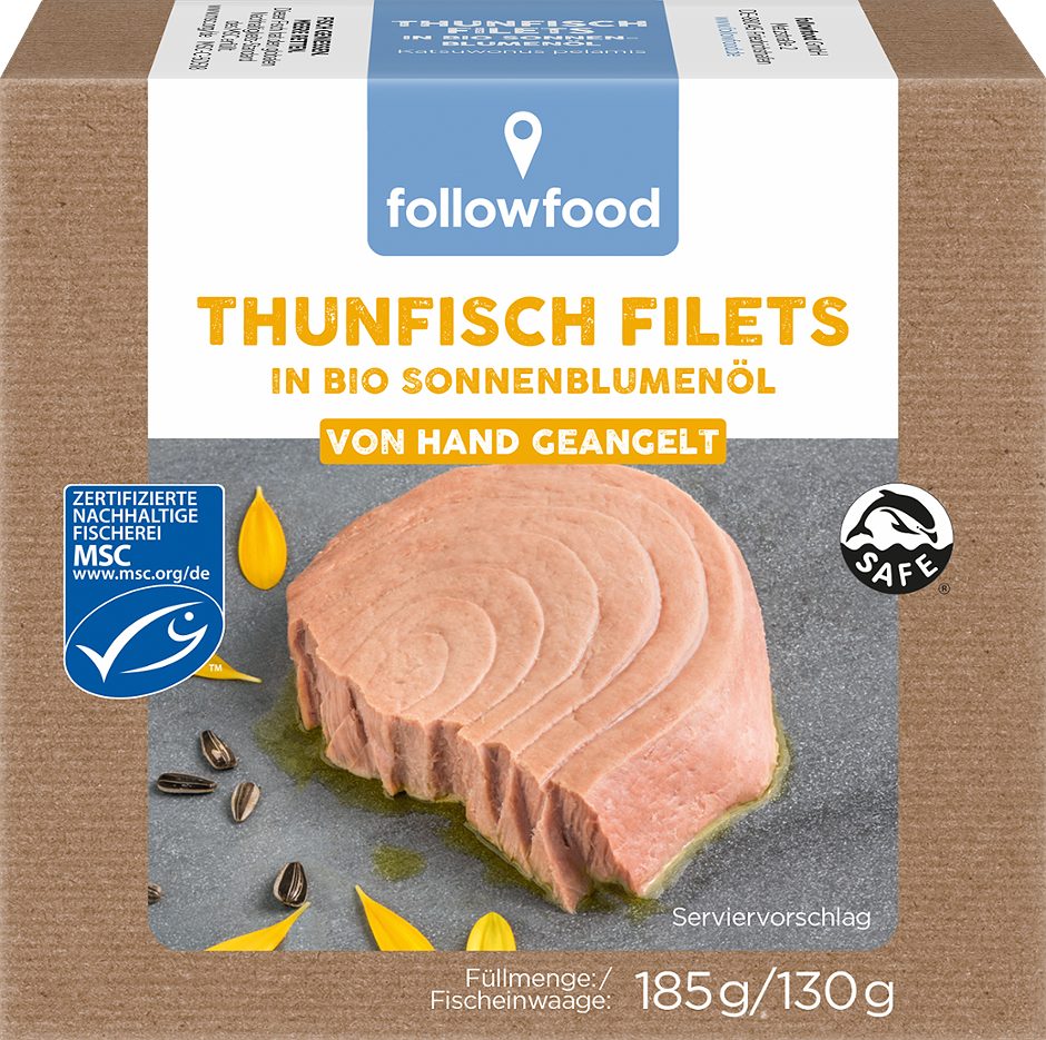 Followfood Thunfisch Filets in Bio Sonnenblumenöl 185 G