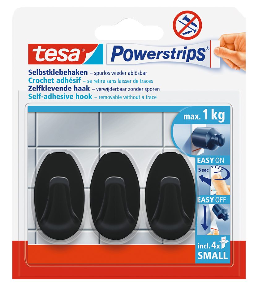 Tesa Powerstrips Selbstklebehaken 3 Stück, oval