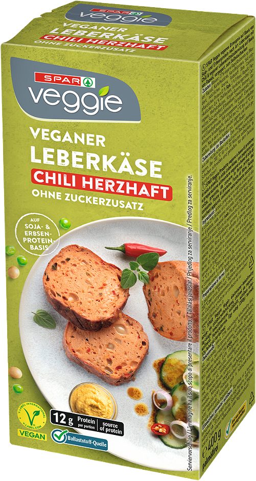 SPAR Veggie veganer Leberkäse Chili herzhaft 400 G