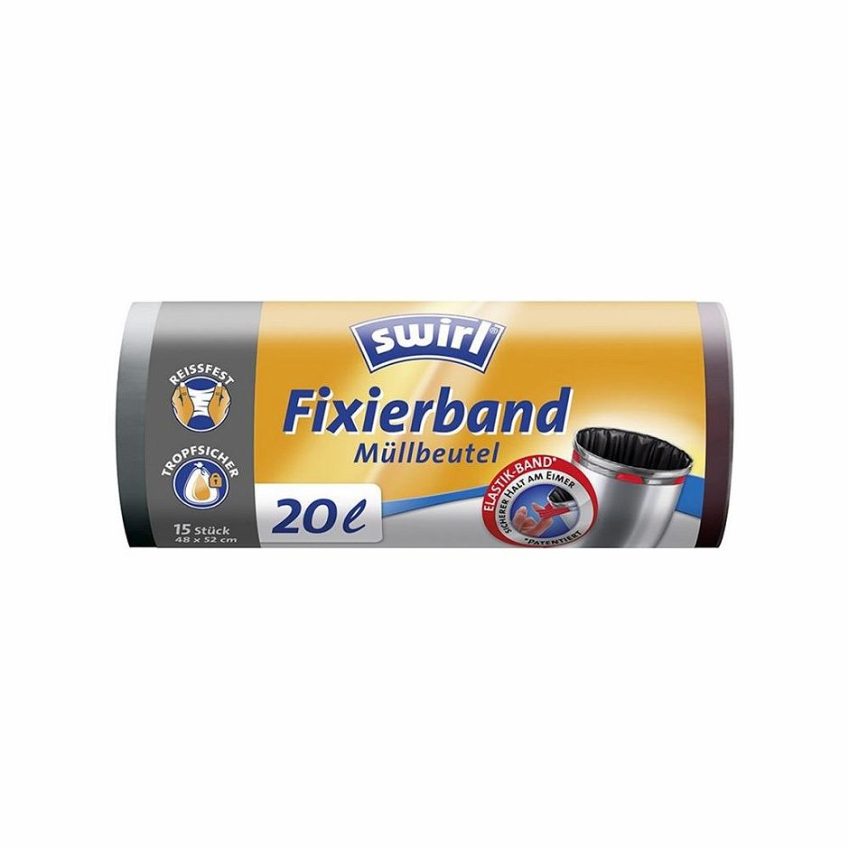 Swirl Müllbeutel mit Fixierband 20 Liter 20 Stück