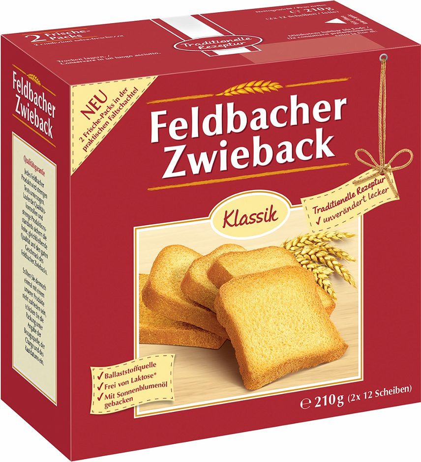Feldbacher Zwieback Klassik 2 x 12 Scheiben 210 G