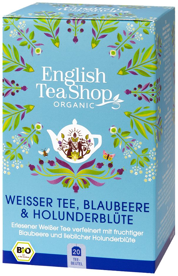 English Tea Shop Organic Bio Weißer Tee Blaubeere & Holunderblüte 20 Teebeutel