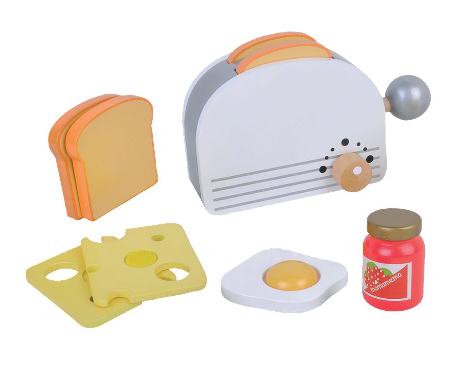 Holz Toaster & Lebensmittel mit Klettverschluss 11teilig