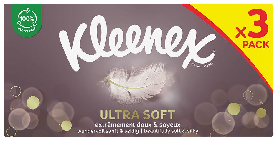 Kleenex Trio-Taschentücher-Box Ultra Soft 3 x 64 Tücher