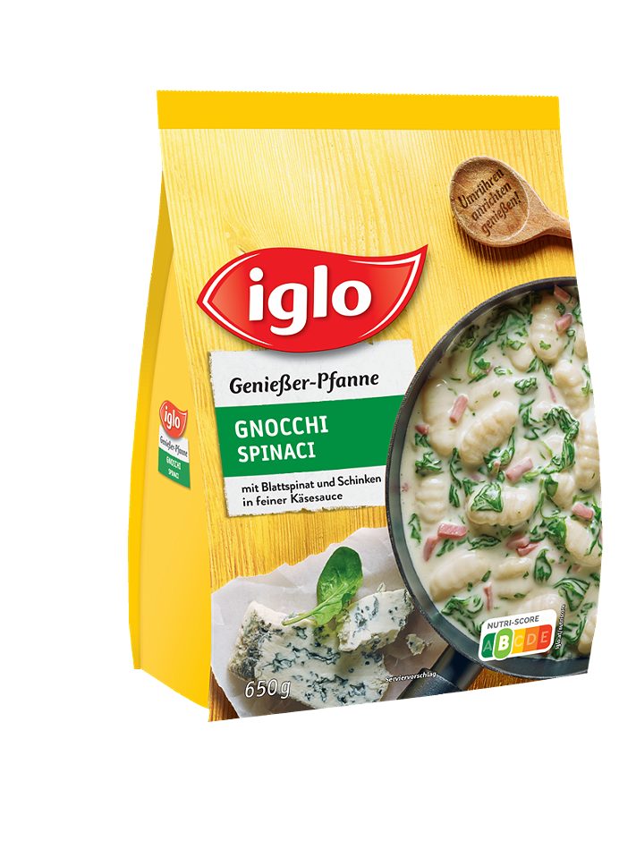 Iglo Genießer-Pfanne Gnocchi Spinaci mit Blattspinat & Schinken 650 G
